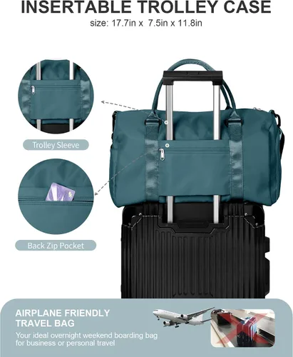 Vista 4 de Bolsa de lona de viaje, bolsas de fin de semana para mujeres y hombres, bolsa de transporte durante la noche, bolsa de hospital, bolsa de gimnasio