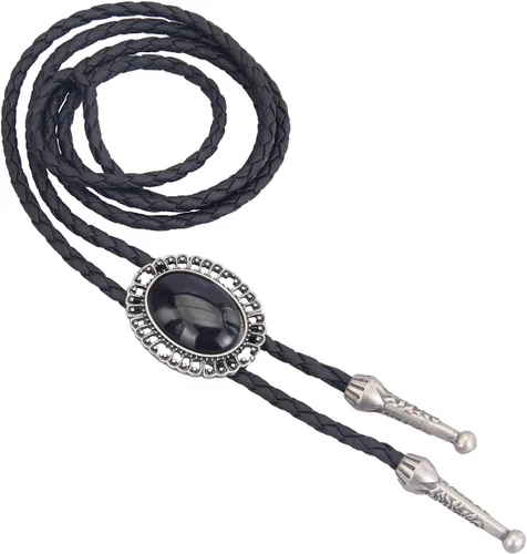 Vista 164 de Jeilwiy Corbata de bolo para hombre, corbata de vaquero occidental, collar de corbata de bolo dorado, corbata de cuero, corbata de Halloween