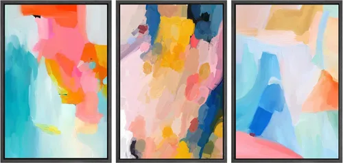 Vista 50 de SIGNWIN Lienzo enmarcado para pared, juego de arte abstracto de serenidad costera, ilustraciones abstractas junto al mar, arte moderno, decorativo