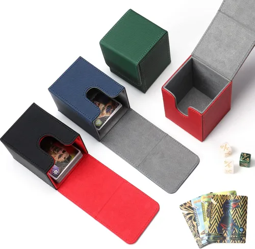Vista 4 de Yookeer 4 Piezas Cajas de Cartas de Cubierta de Cuero Caja de Juego de Cartas para Caja de Cartas Coleccionables Compatible con MTG Commander