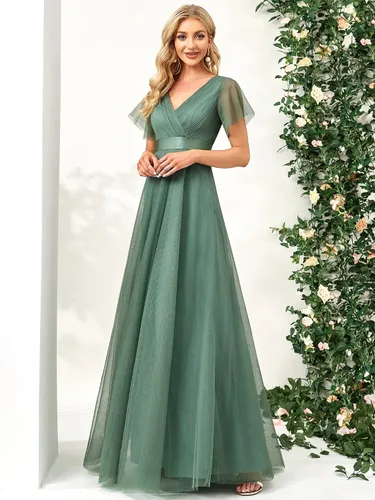 Vista 3 de Ever-Pretty Vestido de dama de honor cruzado con cuello en V y cintura imperio para mujer 7962