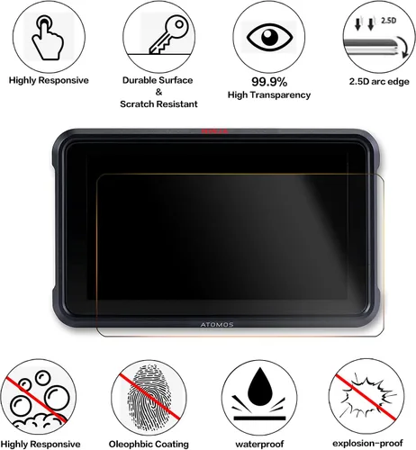Vista 2 de Protector de pantalla compatible con Atomos Ninja V/Shinobi monitor de grabación HDMI 4K de 5 pulgadas, protector de pantalla de vidrio templado