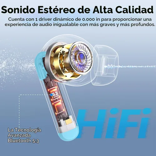 Vista 4 de kurdene Auriculares inalámbricos, Bluetooth 5.3 auriculares intrauditivos ligeros con sonido de graves profundos, auriculares de 48 horas de Blanco