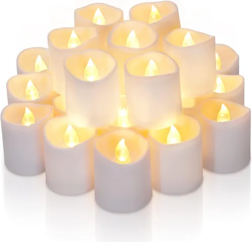 Vista 9 de Homemory - Paquete de 12 velas votivas sin llama con temporizador LED, luz de té de larga duración a pilas con temporizadores, ciclo de 6 horas