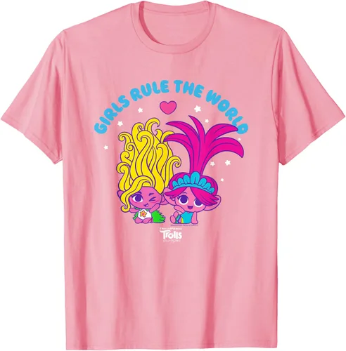 Vista 35 de DreamWorks Trolls Band Together - Camiseta para niñas con leyenda "Rule", diseño Negro
