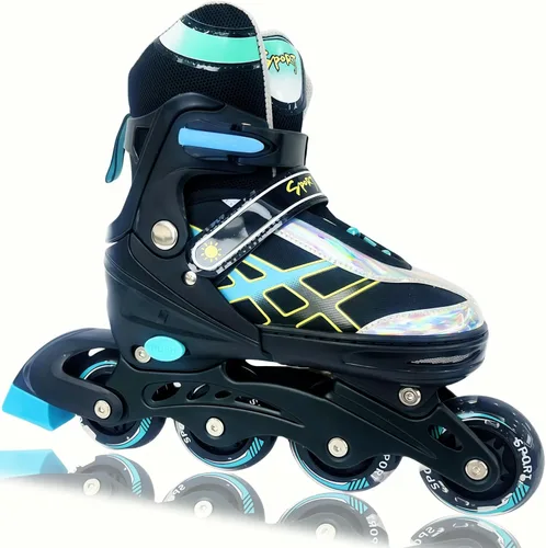 Vista 9 de Patines en línea ajustables para niños y adolescentes de 4 a 16 años, todas las 8 ruedas de patines en línea se iluminan, seguras y divertidas