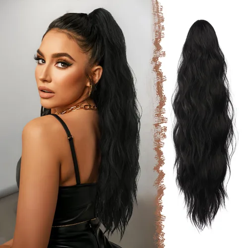 Vista 24 de FESHFEN Extensiones de Cola de Caballo, Pieza de Cabello de Cola de Caballo Larga con Pinza de Garra, Pieza de Cabello Sintético de Colas de Caballo