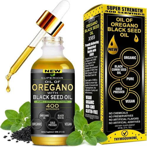 Vista 10 de Gotas de aceite de orégano orgánico – 1,000 porciones, suministro para 12 meses, aceite silvestre de orégano 9X Carvacrol, apoyo inmunológico