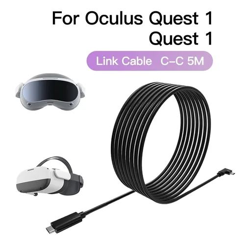 Vista 3 de BATEMEN W Cable de conexión profesional de 16 pies para Oculus Quest 2Quest Cable de carga rápida con un cable de alimentación tipo C en ángulo