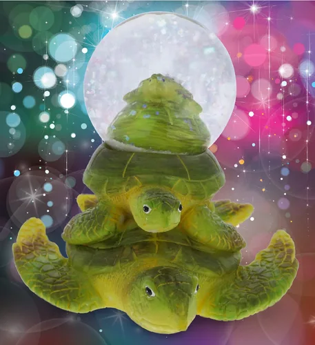 Vista 5 de CoTa Global Globo de nieve de tortuga marina - Figura brillante de globo de agua con purpurina brillante, adorno coleccionable para decoración