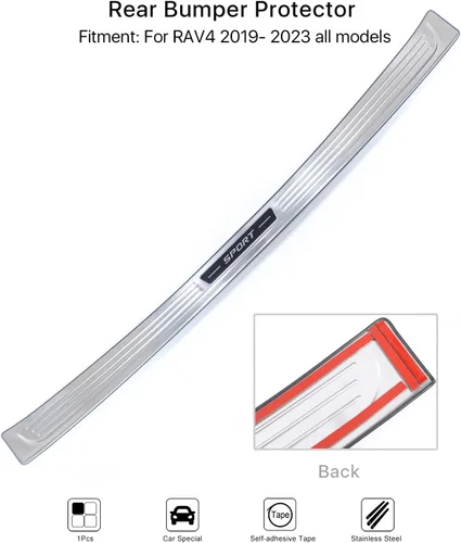 Vista 2 de Protector de parachoques trasero para Toyota RAV4 2023 2024 2025, cubierta protectora del umbral de la puerta del maletero, protector de placa