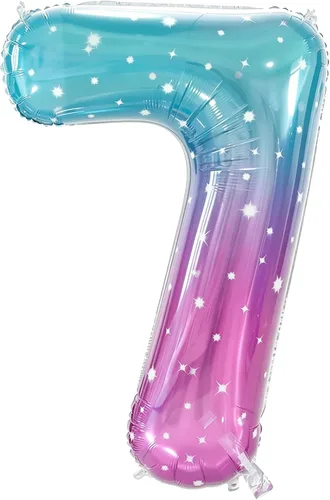 Vista 8 de Globos de números grandes de 40 pulgadas, globos del número 0 para decoraciones de fiesta de cumpleaños Número 0-espacio de color degradado