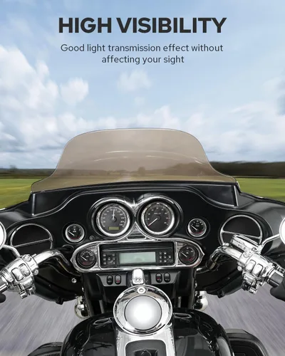 Vista 22 de Benlari - Parabrisas negro de 8" para motocicleta, compatible con Harley Davidson Touring Street Glide Electra Glide Tri Glide FLHT FLHX FLHTK FLHTC