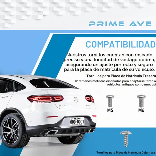 Vista 2 de Tornillos de matrícula de acero inoxidable para matrículas, marcos, cubiertas, juego de tornillos de matrícula a prueba de óxido para la parte