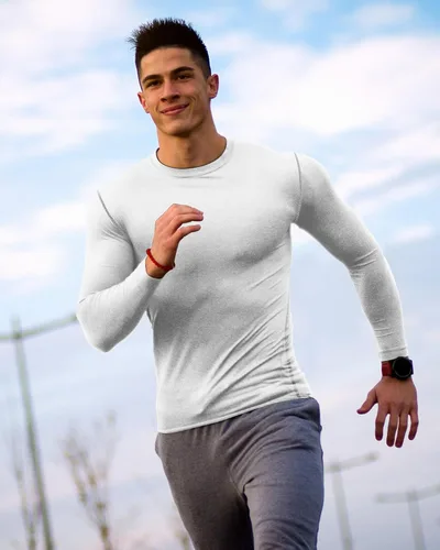 Vista 6 de Hicarer Paquete de 6 camisas de compresión atléticas para hombre, camisetas de manga larga para correr, para entrenamiento deportivo