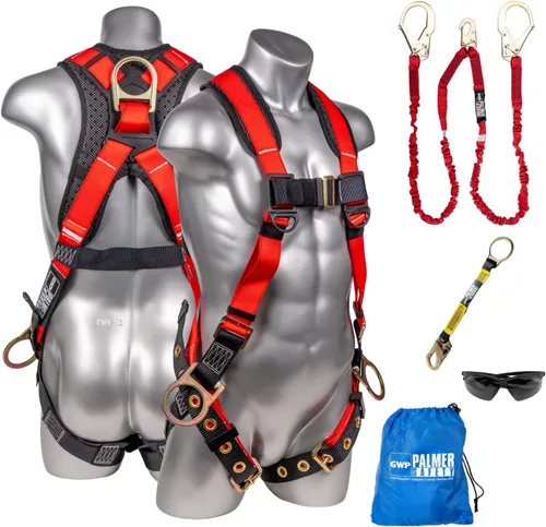 Vista 16 de Palmer Safety Kit de arnés de seguridad para protección contra caídas I Arnés de construcción + varios cordones + extensor de anillo en D