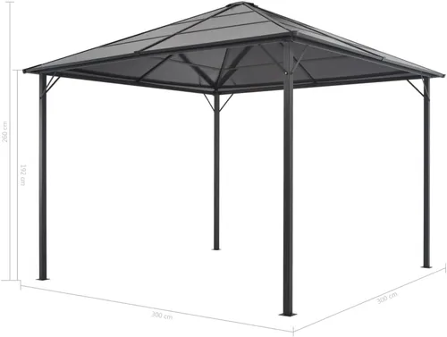 Vista 2 de vidaXL Gazebo con Cortina Aluminio 118" x 118" Negro