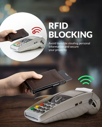 Vista 42 de VULKIT Billeteras delgadas para hombre, con bloqueo RFID, diseño minimalista con capacidad para hasta 11 tarjetas, Negro -, Minimalista