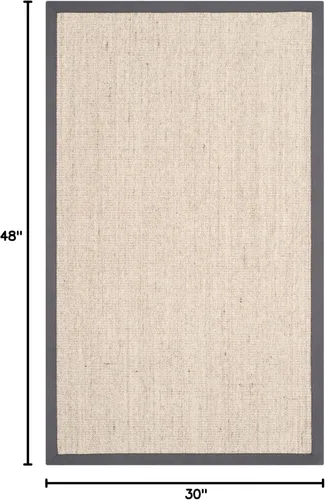 Vista 131 de Alfombra de sisal Safavieh, de color maíz y negro, tejida a mano, de la colección de fibras naturales; 5 x 8 pulgadas, NF441A, Tela, Gris / Gris