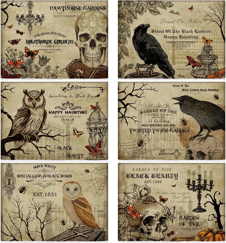 Vista 20 de Ganeen Juego de 6 toallas de mano de Acción de Gracias con texto en inglés «Hello Fall» en blanco y negro, vintage, calabaza, camión, motero