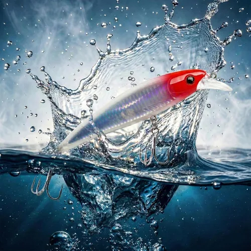 Vista 7 de Señuelos flotantes, señuelos de arrastre con ganchos agudos BKK 1/0 # 4X y 5 sonajeros de acero. Acción realista atrae a los peces. Ideal para agua