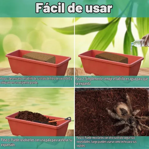 Vista 7 de Halatool - Paquete de 1 sustrato de fibra de coco comprimido para reptiles 1 Paquete