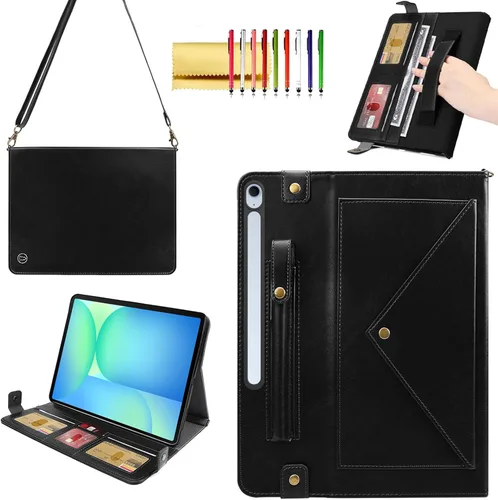 Vista 9 de Bolso Funda para Samsung Galaxy Tab S10 FE/S9 FE 10.9"/S9/S8/S7 11", Techcircle Folio con Soporte Cruzado, Billetera con Ranura para Lápiz S Pen