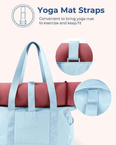 Vista 4 de BAGSMART Bolsa de yoga para mujer, bolsa de viaje para laptop, pañal, gimnasio, bolsa de yoga con hebilla para esterilla de yoga para deportes