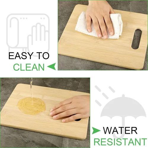 Vista 5 de Juego de 12 tablas de cortar de bambú con asas, tablas de madera gruesa para cocina y comedor, tablas de bambú lisas a granel para grabar y cocinar
