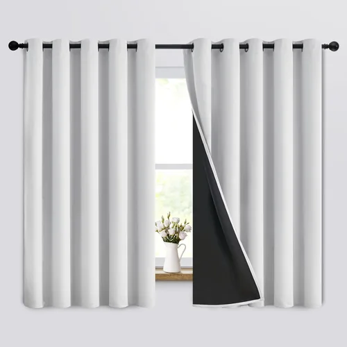 Vista 58 de Yakamok Cortinas negras, cortinas de ventana con aislamiento térmico y eficiencia energética para dormitorio, cortinas opacas completas y cortinas