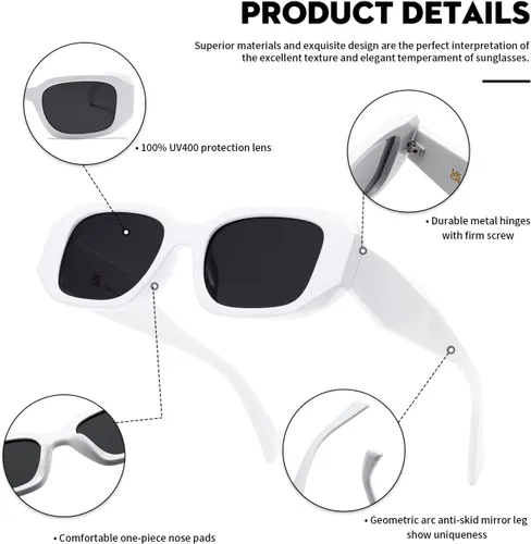 Vista 6 de Gafas de sol Mujer Cuadrado Hombres Moda Mostrar Sombras Retro Moda Moda Vogue Protección UV