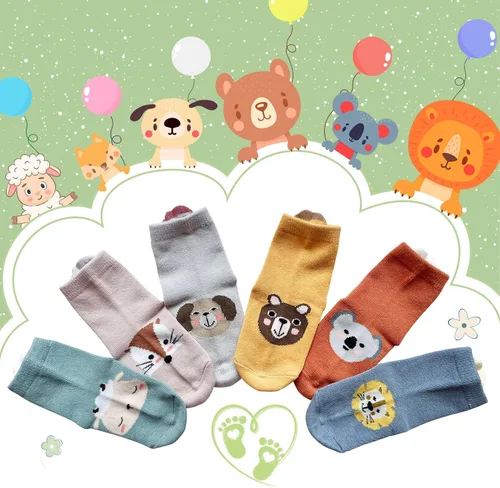 Vista 7 de Fanairy Calcetines unisex de algodón antideslizantes para bebé, niño y niña, con agarres, paquete de 6
