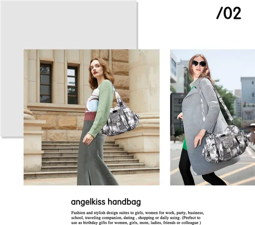Vista 7 de Angel Kiss Bolsos de mano para mujer, de piel sintética suave, bolsas de hobo grandes para damas, asa superior, bolso de hombro, bolso con asa