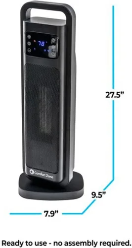 Vista 9 de Comfort Zone - Calentador de torre digital oscilante con control remoto para uso en interiores, termostato ajustable, temporizador, protección