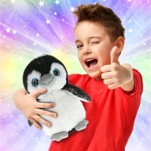 Vista 2 de DolliBu Peluche de pingüino gris, juguete de pingüino de peluche súper suave, animales marinos abrazables, relleno de felpa, lindo juguete esponjoso