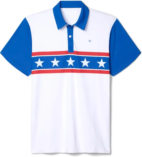Vista 21 de Tipsy Elves Camiseta polo de golf divertida para hombre - Ropa de golf novedosa Paraíso azul de 8 bits