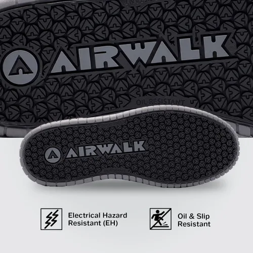 Vista 4 de Airwalk Deuce Mid Top Composite Toe - Zapatos de trabajo industriales para hombre, negronegro, talla 10, anchos, cómodos y ligeros para hombre