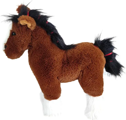 Vista 2 de The Petting Zoo Caballo Clydesdale de Pie Animal de Peluche, Regalos para Niños, Wild Onez Animales de Granja, Juguete de Peluche de Caballo Marrón
