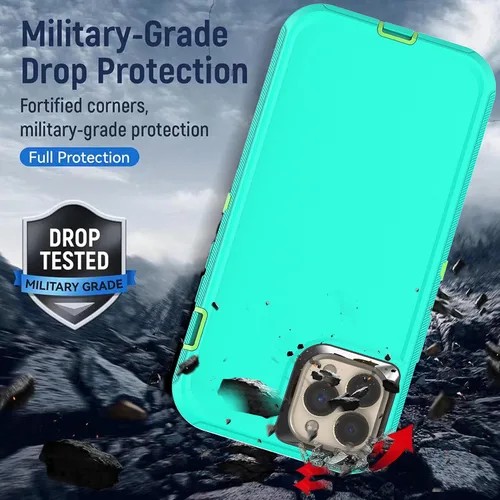 Vista 4 de YmhxcY Funda para iPhone 13 Pro Max, iPhone 12 Pro Max, a prueba de golpes, a prueba de caídas, a prueba de polvo, a prueba de caídas, 3 capas