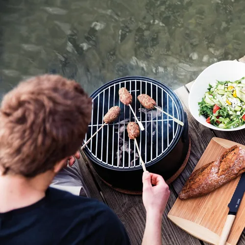 Vista 4 de BergHOFF LEO - Parrilla portátil para barbacoa de mesa con base resistente al calor, correa fácil de transportar y asas desmontables, elementos Negro