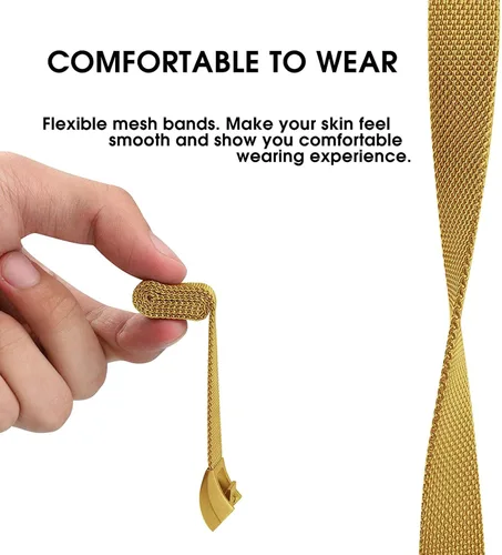 Vista 4 de Bandas de metal compatibles con Fitbit Alta/Fitbit Alta HR, malla de bucle de acero inoxidable transpirable, pulsera magnética ajustable