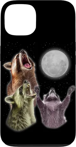 Vista 7 de Funda para iPhone 16 3 mapache luna aullando divertido mapache animal amante zoólogo