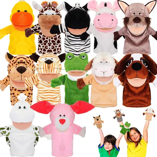 Vista 8 de Wettarn Juego de 12 Marionetas de Animales con Boca Activa para Niños, Juguete para Niños y Niñas, para Narración de Historias, Escuela Infantil