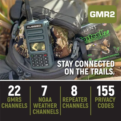 Vista 2 de Rugged Radios GMRS - Radio de mano bidireccional Walkie Talkie para senderismo, camping, aterrizaje todoterreno, cuenta con canales meteorológicos