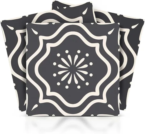 Vista 4 de Mi Alma Black & White Collection - Juego de 24 calcomanías de azulejos para azulejos de baño y cocina, fáciles de aplicar, simplemente despegar