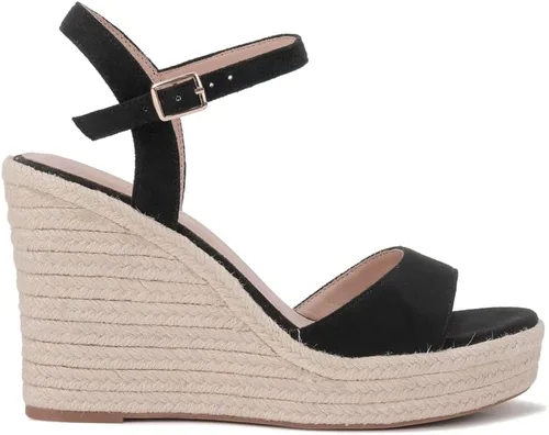 Vista 2 de VICKIVICKI Sandalias de plataforma para mujer, alpargatas de cuña, correa de tobillo, puntera abierta, con cordones