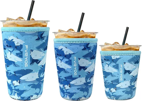Vista 122 de Fundas de neopreno reutilizables aisladas para café helado, fundas para tazas de café helado, fundas para bebidas heladas y calientes