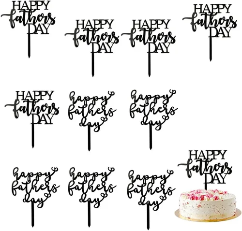 Vista 15 de Decoración para tartas con purpurina negra para el día del padre, feliz cumpleaños papá, te amamos papá, decoraciones de fiesta del día del padre