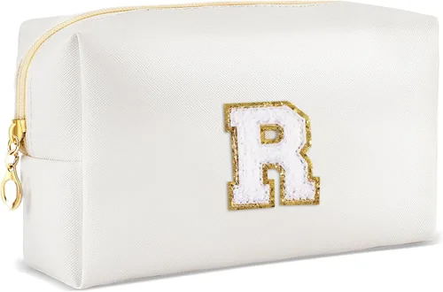 Vista 59 de URSKYTOUS Regalos para niñas, bolsa de maquillaje con inicial, bolsa de cosméticos personalizada con cremallera, bonita bolsa de aseo de viaje, Azul