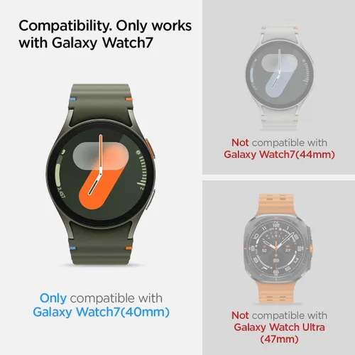 Vista 2 de Spigen Protector de pantalla de vidrio templado [GlasTR EZ FIT] diseñado para Galaxy Watch 7 (40mm) - Paquete de 2